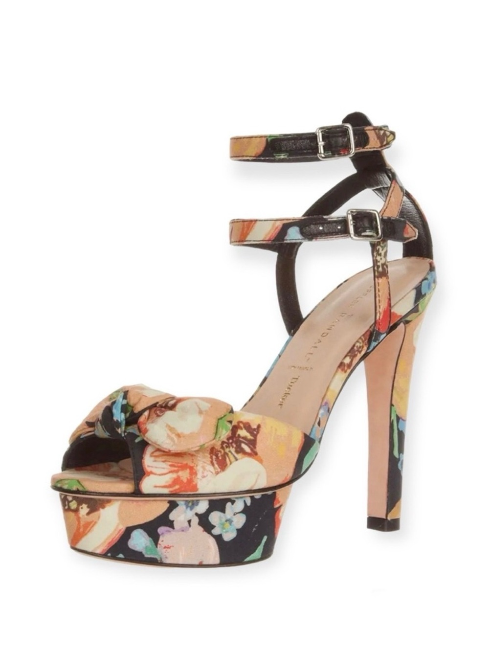 Loeffler Randall Dahlia Floral Bow Platform Heels Sandal Size 9
